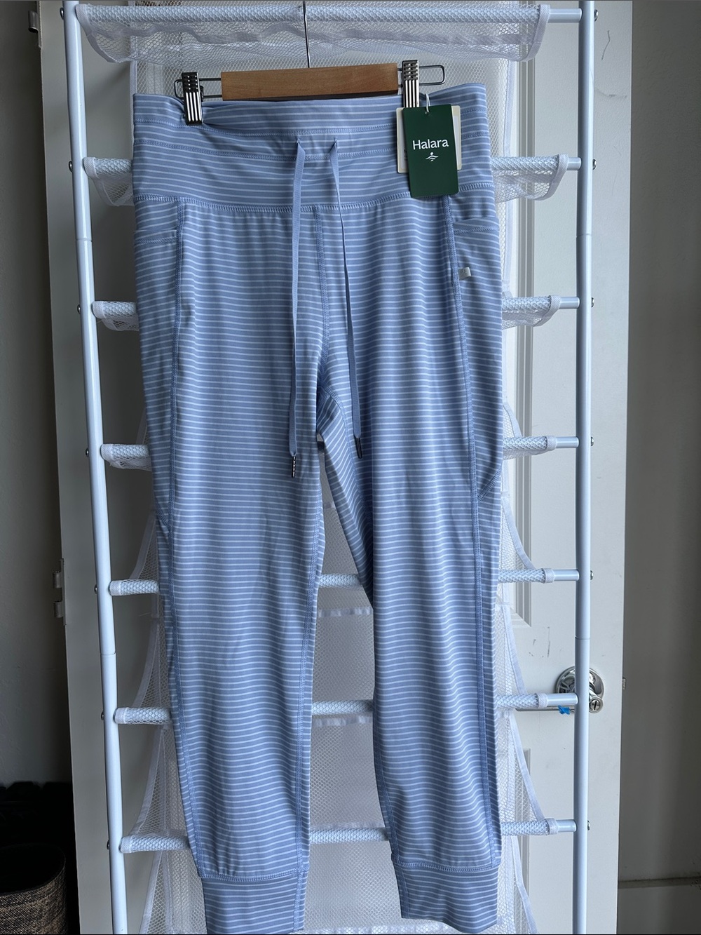 HALARA Light Blue & White Striped Lounge Joggers